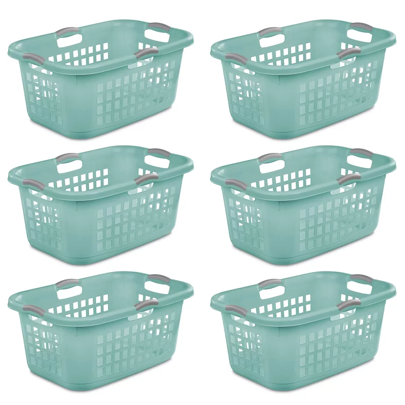 Sterilite 2 Bushel/71 L Ultra Laundry Basket. w/Titanium Handles. 6 Pack. Aqua Chrome 6 Count