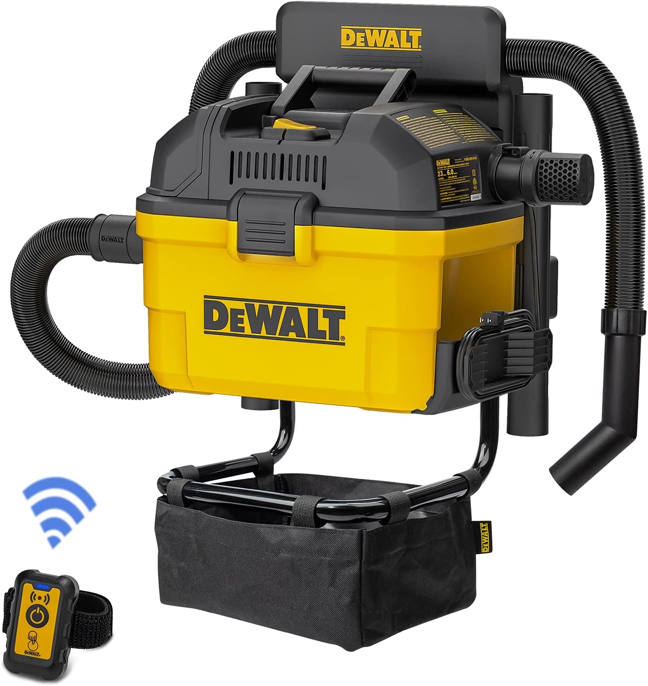 DEWALT Portable 6 Gallon 5 Horsepower Wall-Mounted Garage Wet Dry Vacuum Cleaner DXV06G. Yellow+black