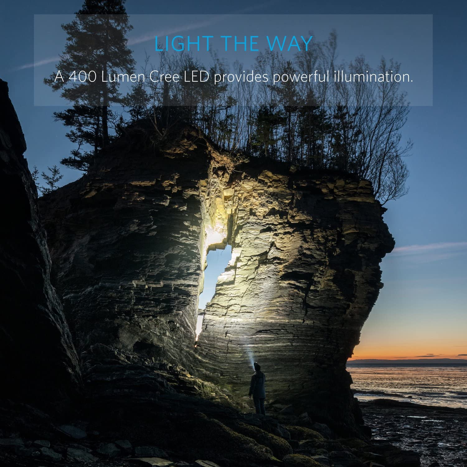 Anker Rechargeable Bolder LC40 Flashlight. LED Torch. Super Bright 400 Lumens CREE LED. IPX5 Water Resistant. 5 Modes