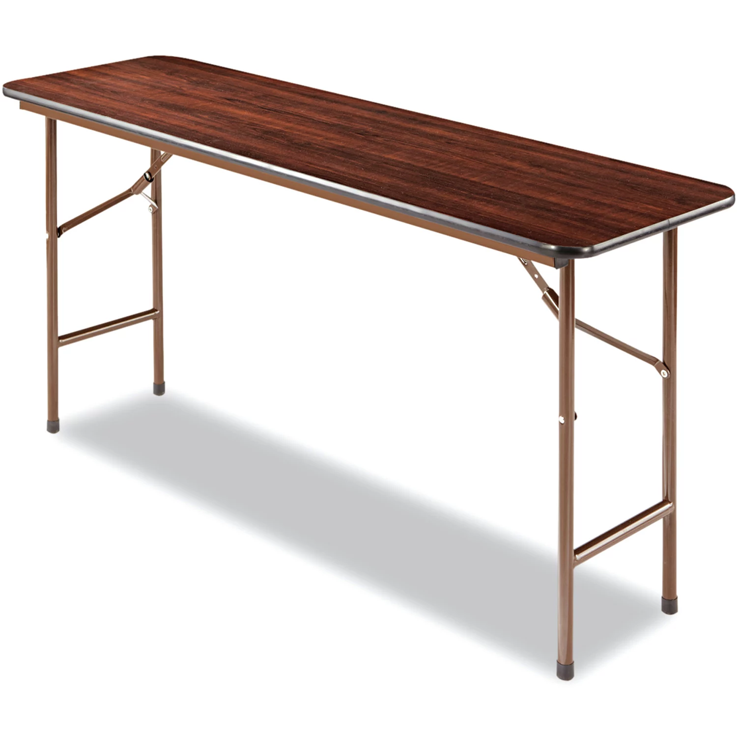 Alera 60″ x 18″ Melamine Folding Table. Walnut