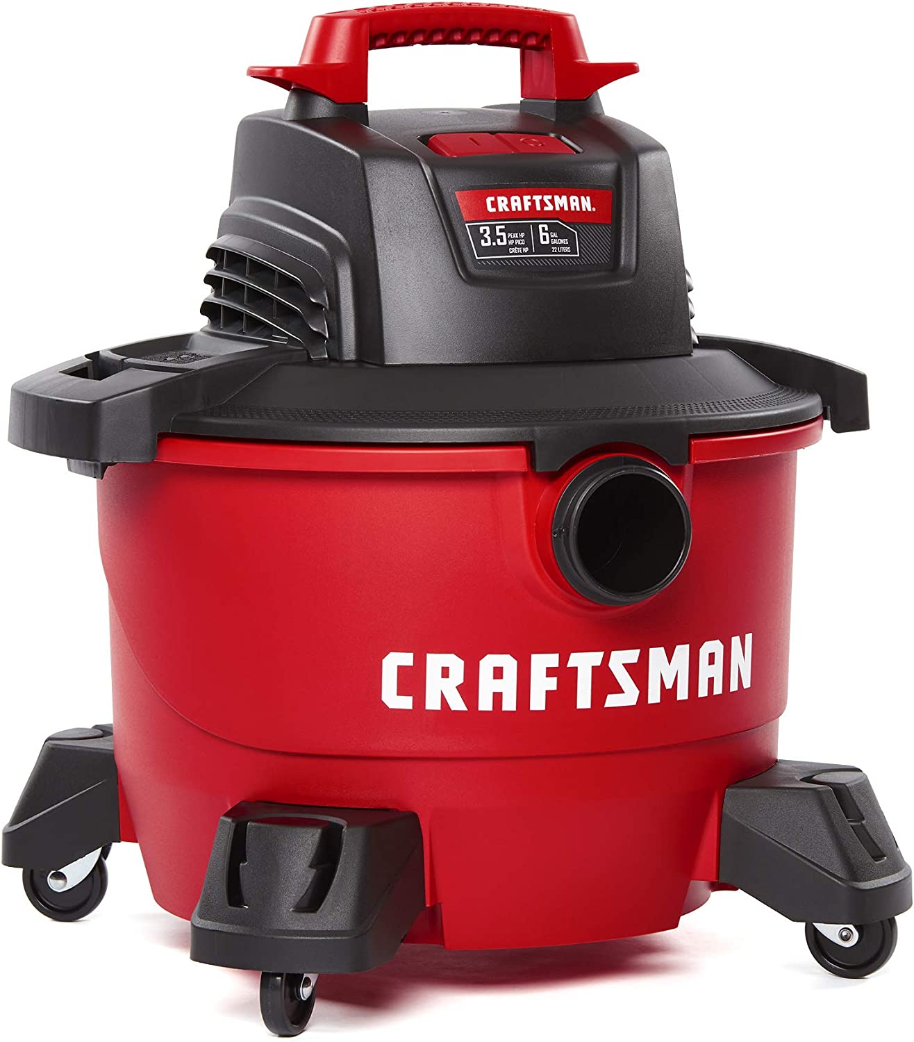 CRAFTSMAN CMXEVBE17584 6 Gallon 3.5 Peak HP Wet/Dry Vac. Portable Shop Vacuum with Attachments . Red