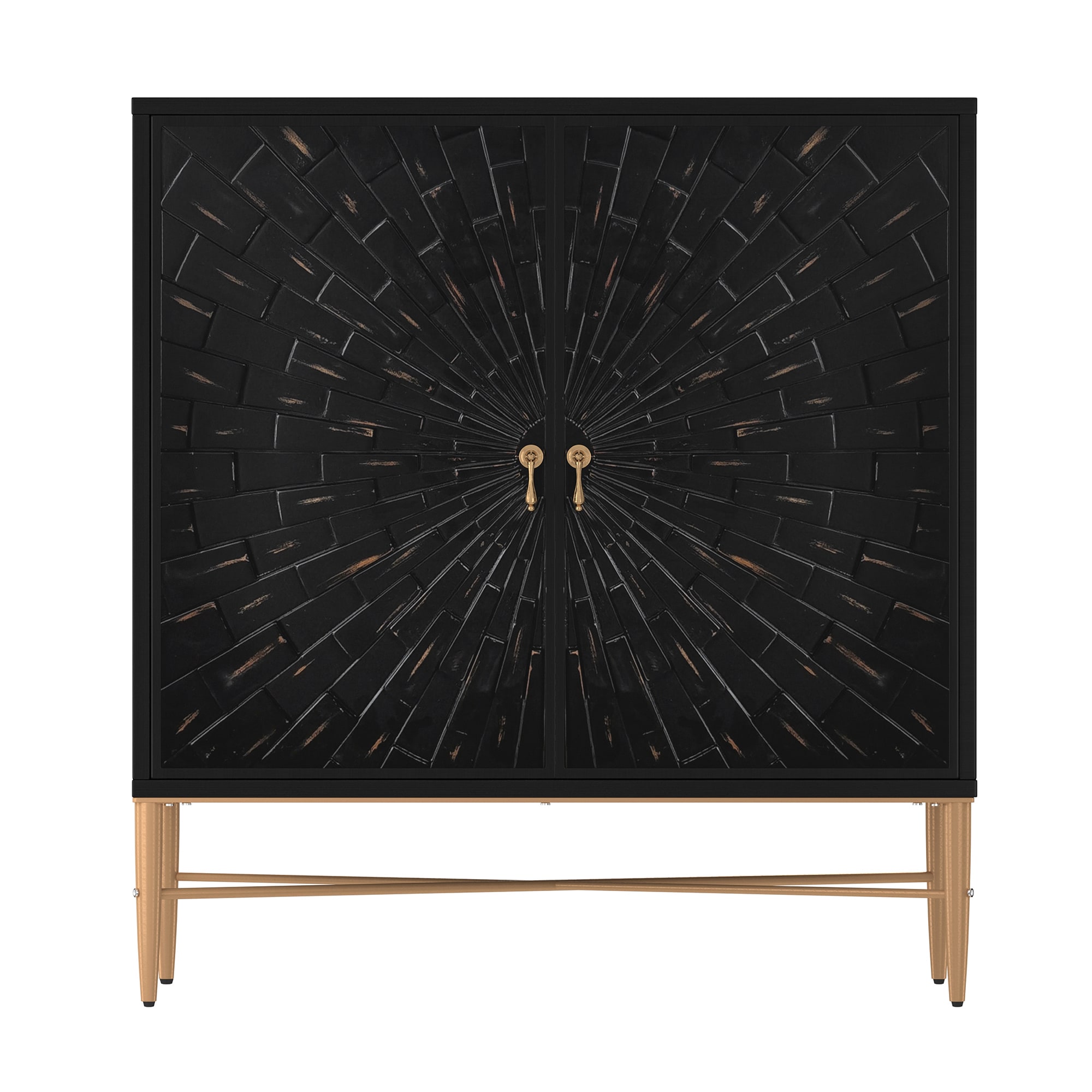 Clihome 2-Door Storage Cabinets 29.63-in W x 31.63-in H Wood Composite Black Freestanding Utility Storage Cabinet