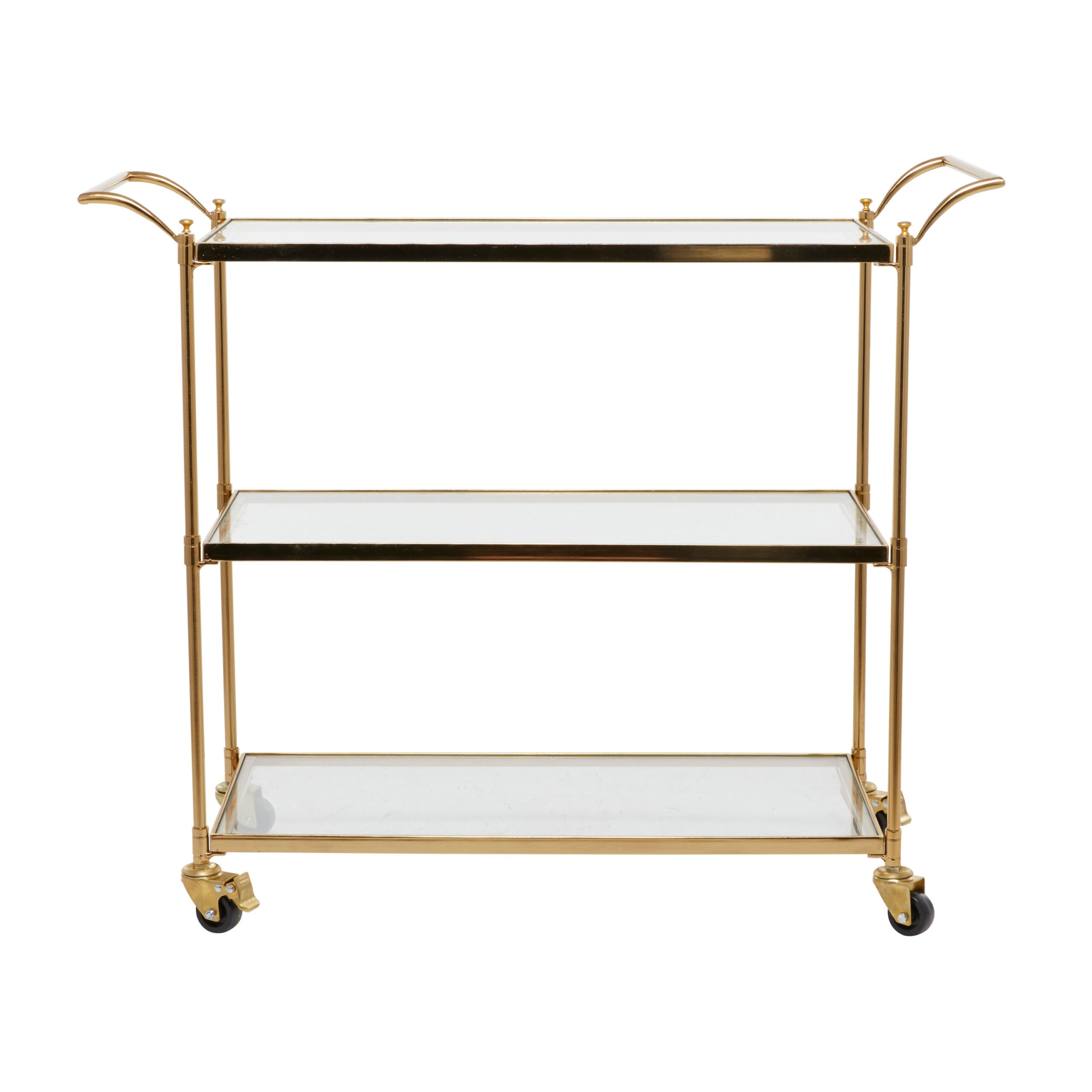 Grayson Lane Brown Metal Base with Glass Metal Top Rolling Kitchen Cart (14-in x 37.5-in x 31-in)