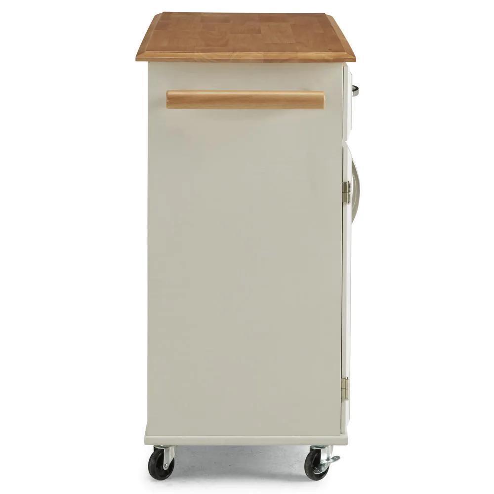 HOMESTYLES 4529-95 Dolly Madison White Kitchen Cart with Natural Wood Top