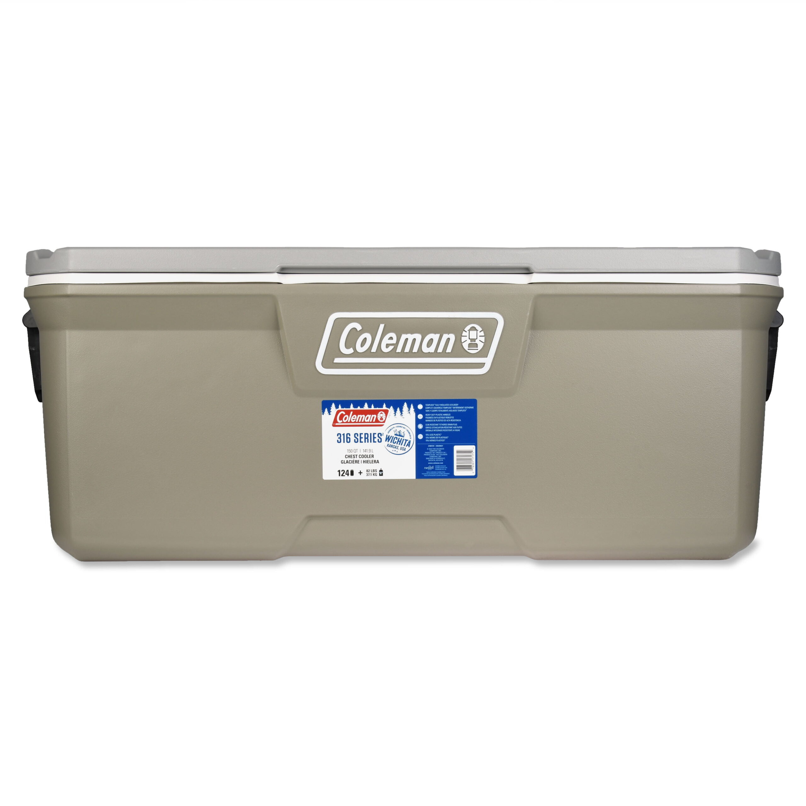 Coleman 316 Series 150QT Hard Chest Wheeled Cooler. Silver Ash