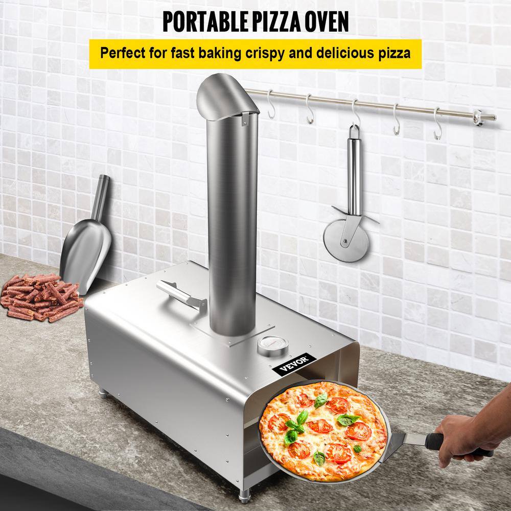 VEVOR PSLHWBXJXSWJLT8YDV0 Pizza Maker 12 in. Stainless Steel Portable Charcoal Fired Outdoor Pizza Oven with Adjustable Feet for Outdoor Cooking