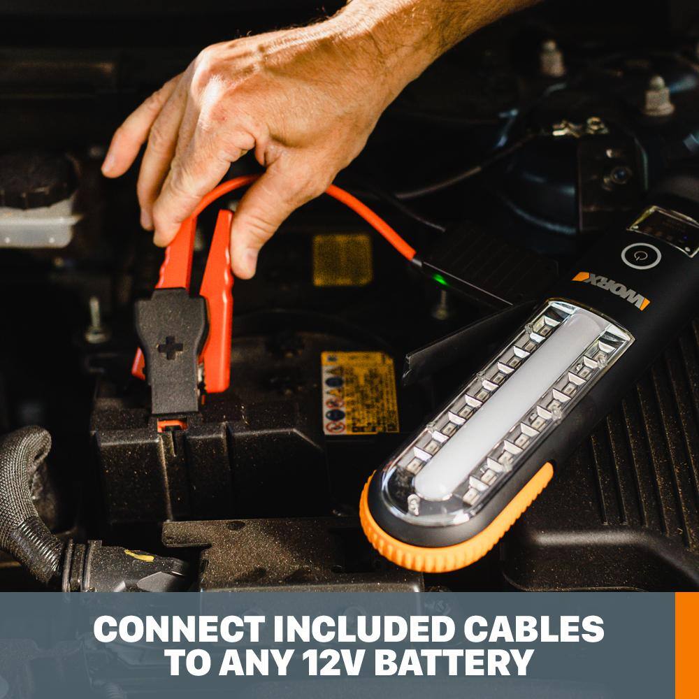 Worx WX852L 12-Volt Portable Cordless Multi-Function Jump Starter with LED Lights and USB Charger (Battery and Charger Included)