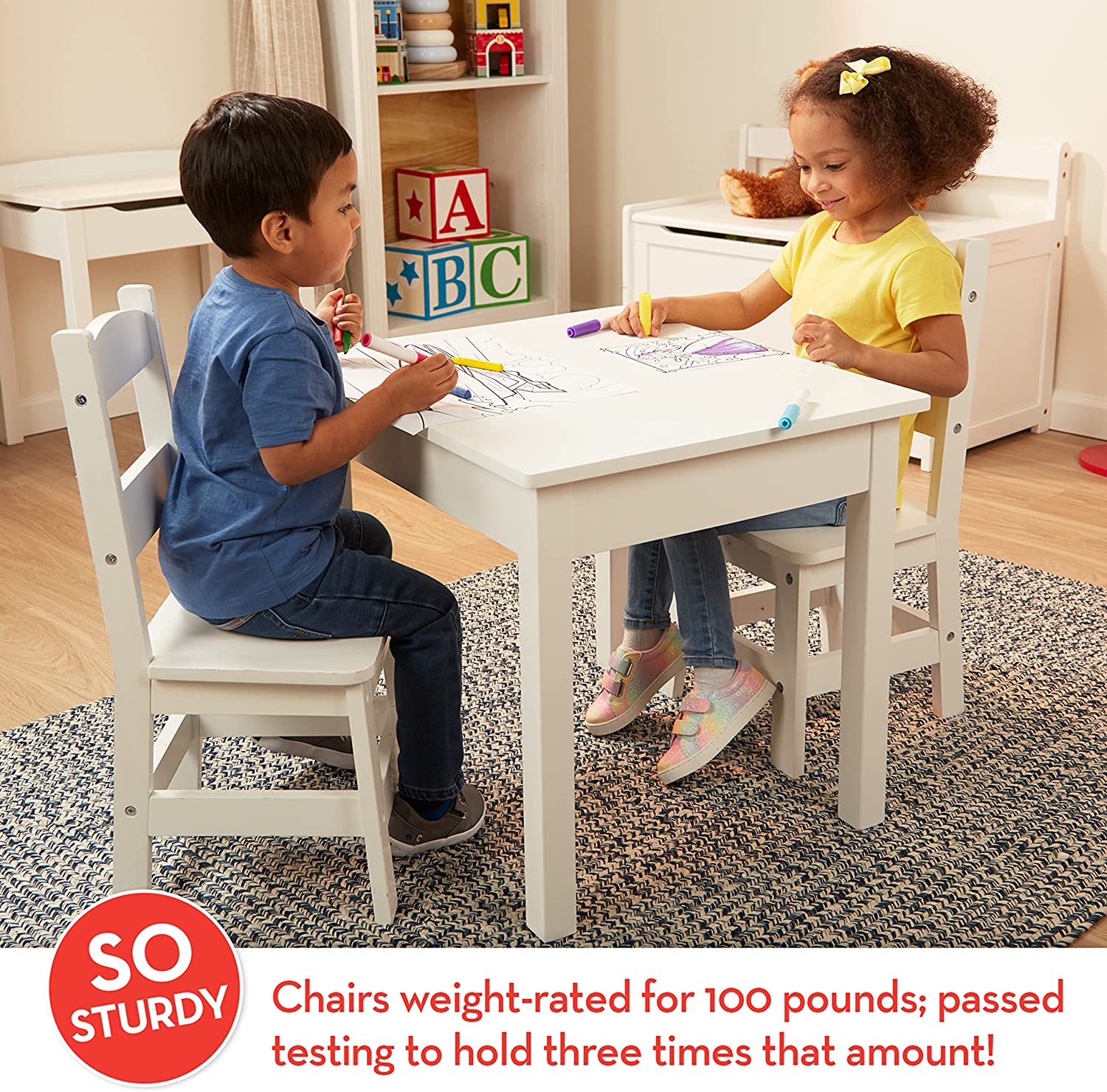 Melissa & Doug Wooden Table & Chairs - White