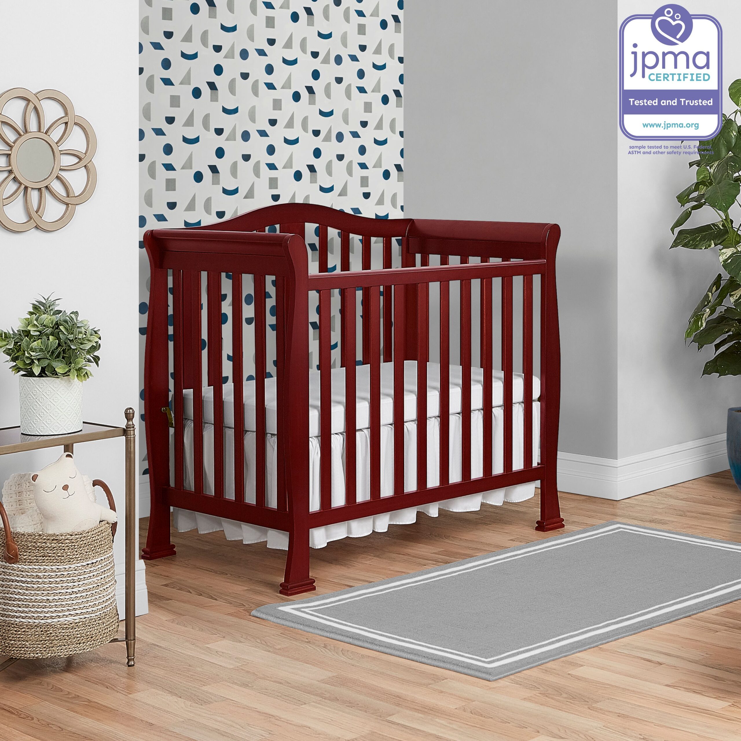 Dream On Me Naples 4-in-1 Convertible Mini Crib. Cherry
