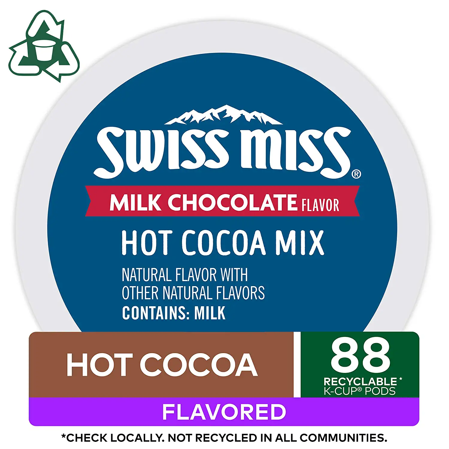 Swiss Miss Milk Chocolate Hot Cocoa Keurig Single Serve K Cup Pods Flavored K Cups 88Count