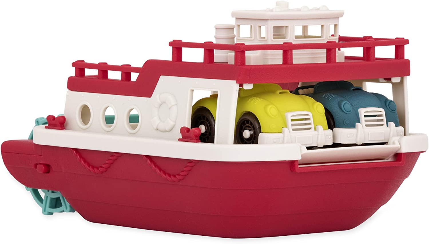 Wonder Wheels by Battat – Large Ferry Boat – Floating Bath Toy Boat with Cars & Realistic Propeller For Toddlers