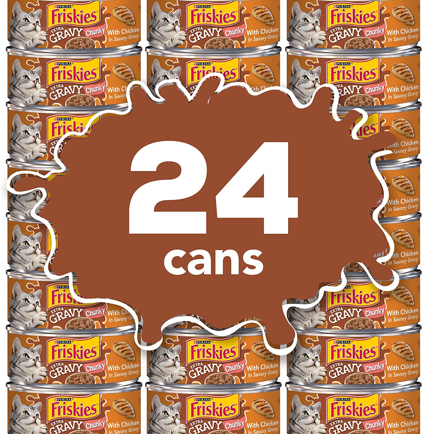 Purina Friskies Gravy Wet Cat Food Extra Gravy Chunky With Chicken in Savory Gravy - (24) 5.5 oz. Cans