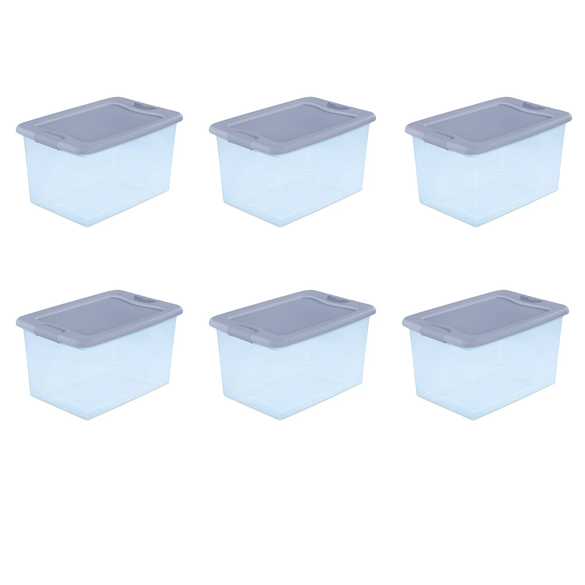 Sterilite 64 Qt. Latching Box Plastic. Blue Tint. Set of 6