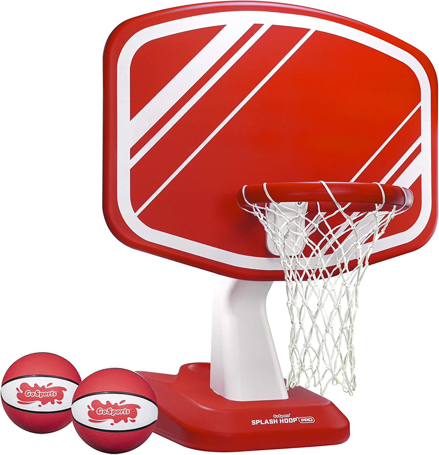 GoSports Splash Hoop Swimming Pool Basketball Game. Includes Poolside Water Basketball Hoop. 2 Balls and Pump. Red
