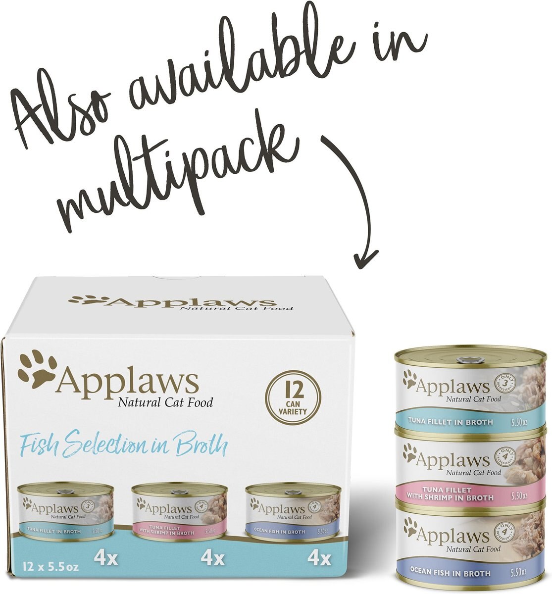 Applaws Natural Tuna Fillet in Broth Wet Cat Food. 5.5 oz.. Case of 24