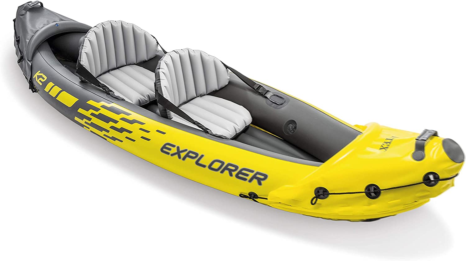 Intex Explorer K2 Kayak. 2-Person Inflatable Kayak Set with Aluminum Oars. Manual and Electric Pumps…