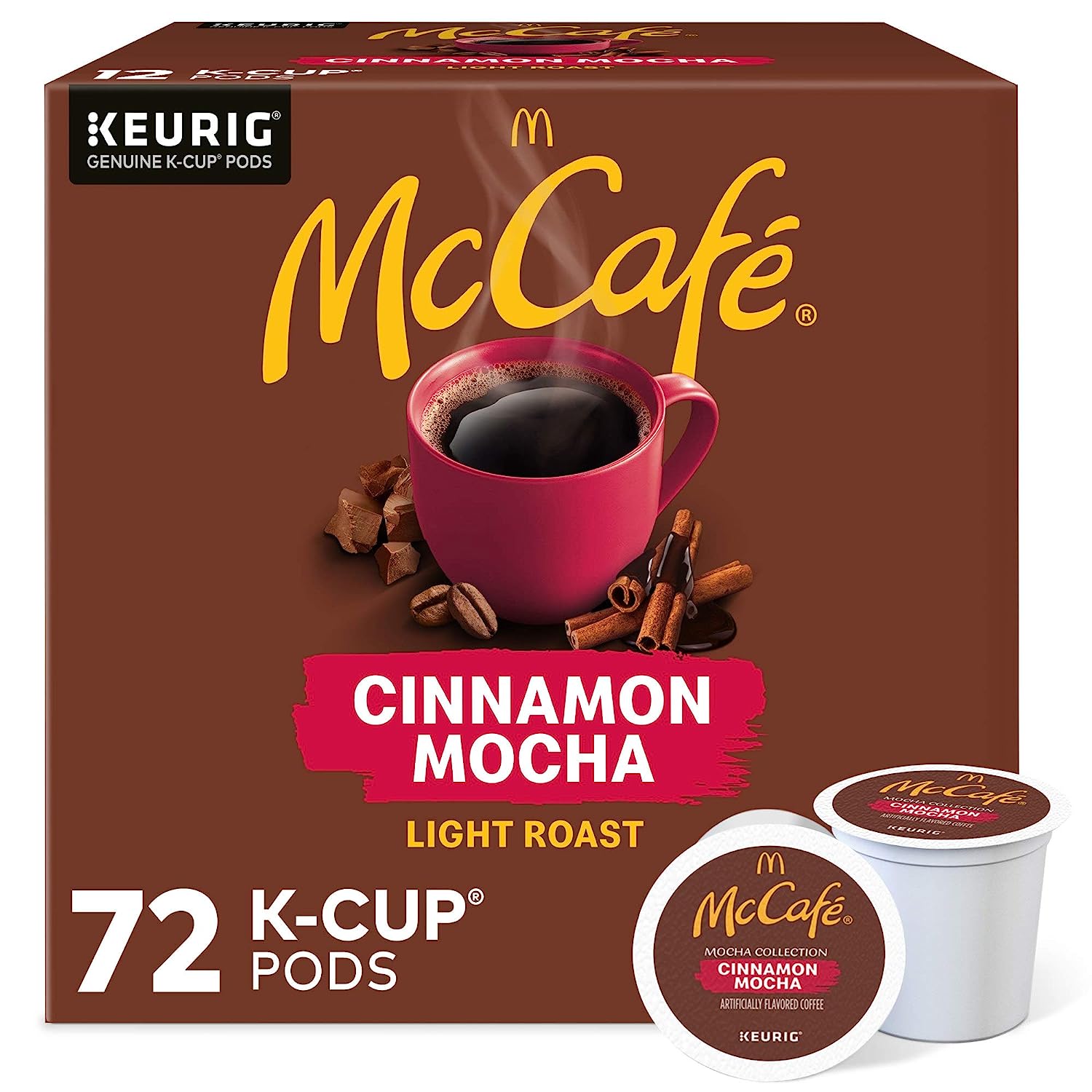 McCafe Cinnamon Mocha. Single Serve Coffee Keurig K-Cup Pods. Flavored Coffee. 72 Count