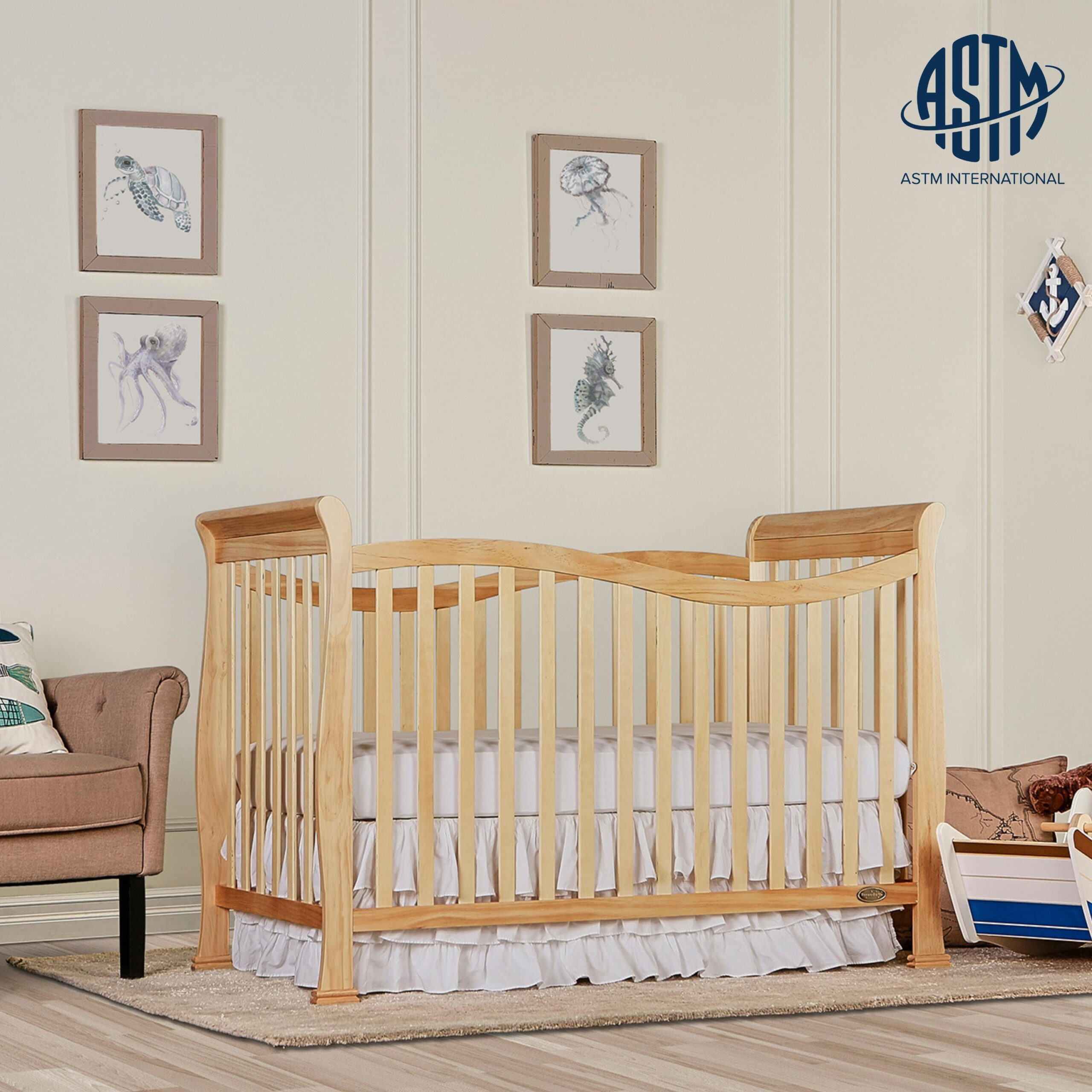 Dream On Me Violet 7-in-1 Convertible Life Style Crib. Natural