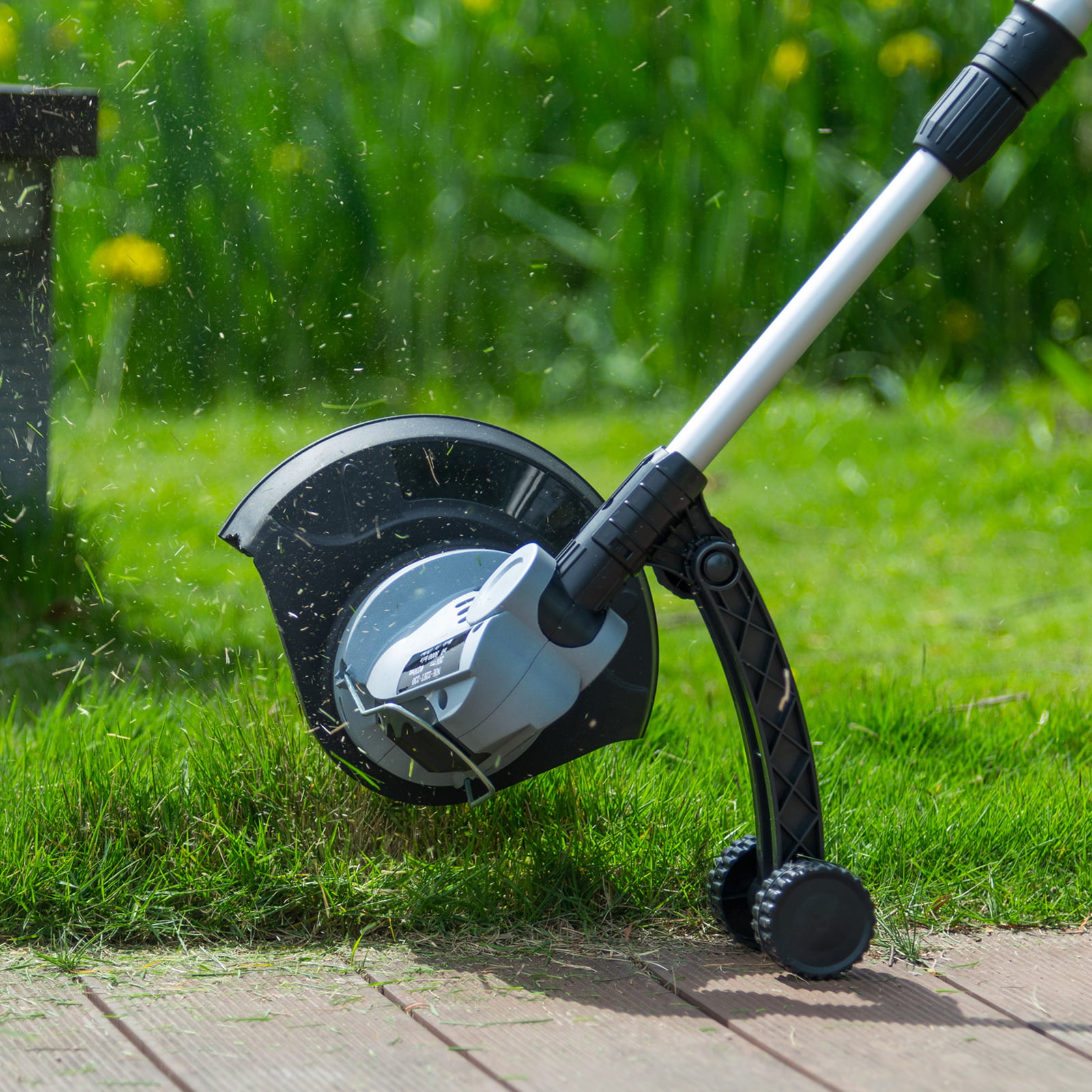 UKOKE U02TE Cordless Electric Power Grass Trimmer. 12-inch Edging and Trimming. Includes 20V 2.0A Lithium Ion Battery & Charger. Silver