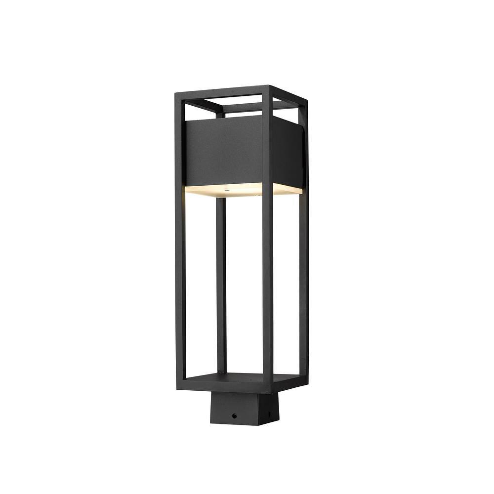 Filament Design  Barwick 1-Light 19.75 inch Black Aluminum Hardwired Outdoor Post Light with Square Standard Fitter with Integrated LED