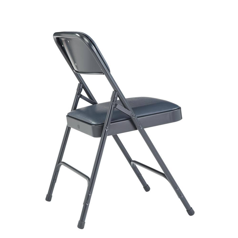 National Public Seating 1204 Blue Vinyl Padded Seat Stackable Folding Chair (Set of 4)