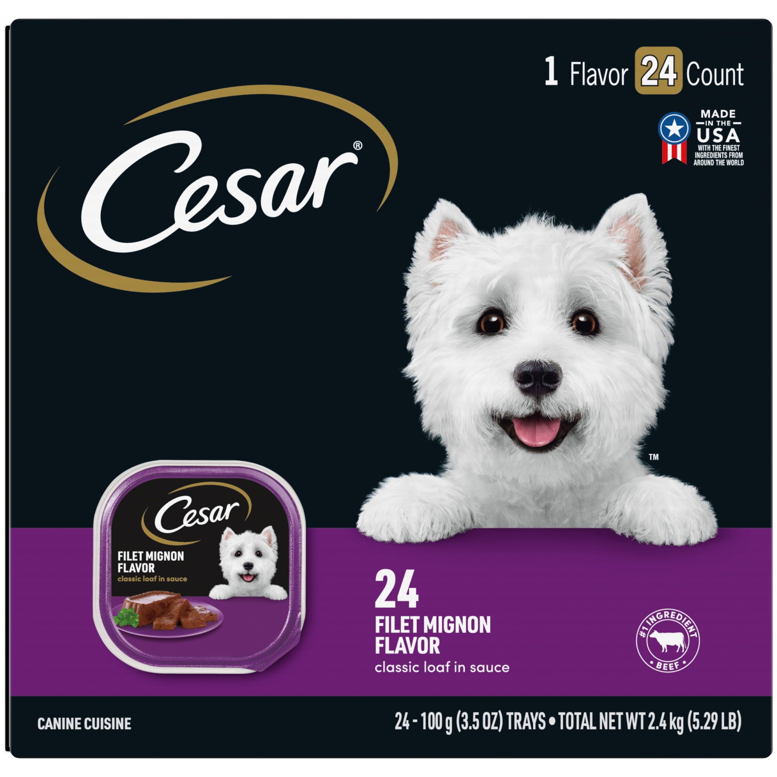 CESAR Classic Loaf in Sauce Filet Mignon Flavor Wet Dog Food Multipack. (24 Pack) 3.5 oz.Trays
