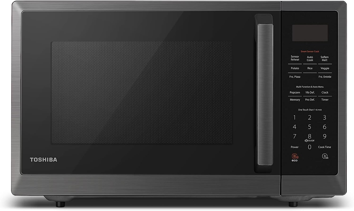 TOSHIBA ML2-EM12EA(BS) Countertop Microwave Oven With Stylish Design As Kitchen Essentials. Smart Sensor. ECO Mode & Mute Function. 1.2 Cu Ft With 12.4″ Turntable. 1100W. Black Stainless Steel