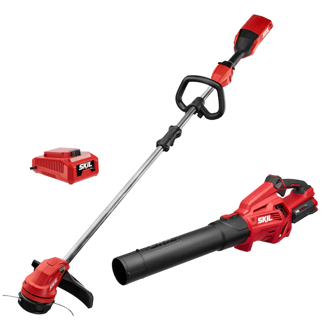 SKIL CB7478C-11 PWRCORE 40 Brushless 40V 14″ String Trimmer and Leaf Blower Combo - Red (Kit with 2.5Ah Battery and Battery Charger)