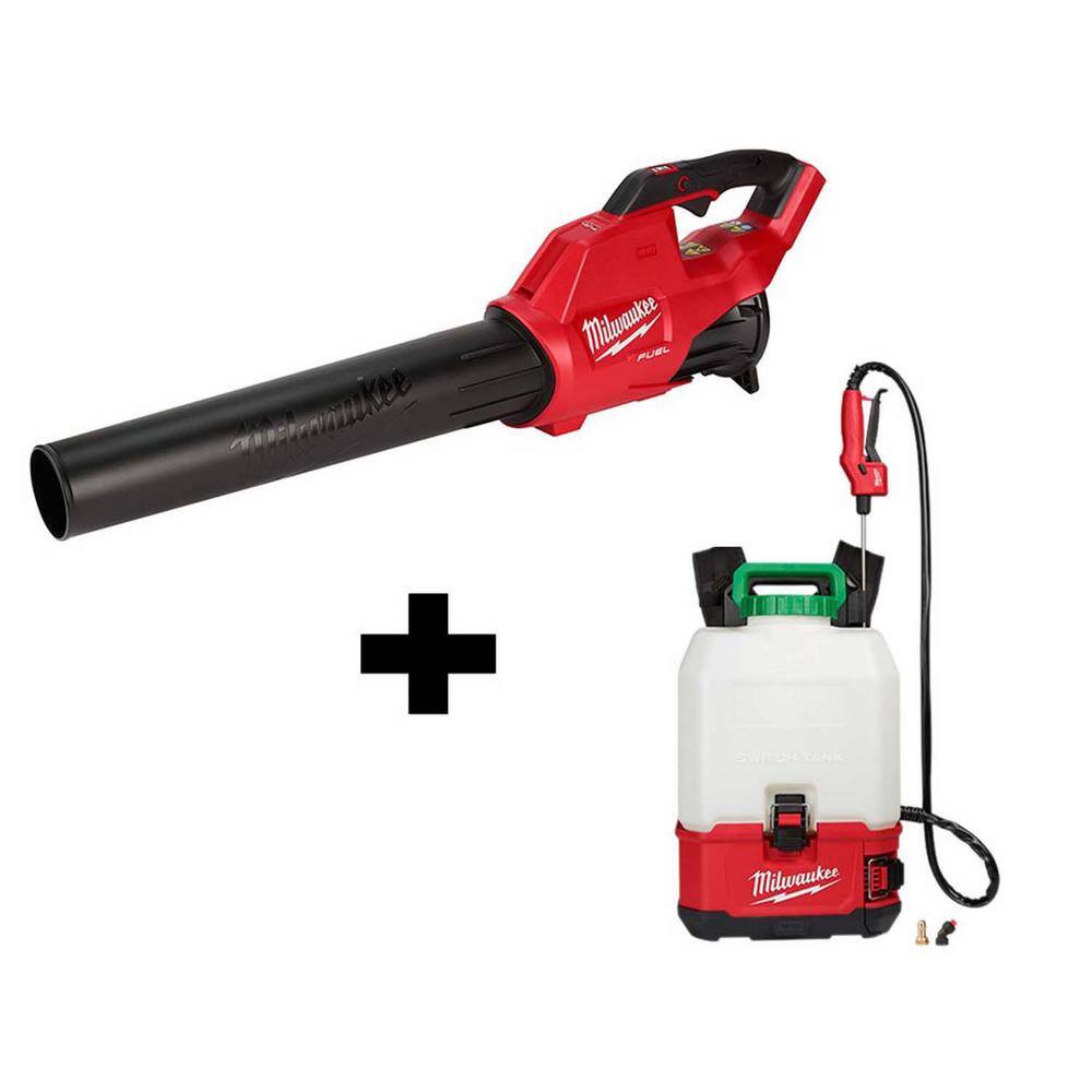 Milwaukee 2724-20-2820-20PS M18 18-Volt Lithium-Ion Cordless Switch Tank Backpack Pesticide Sprayer & FUEL 120 MPH 450 CFM Handheld Blower Combo Kit