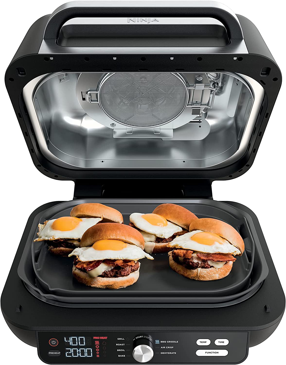 Restored Ninja IG601 Foodi XL 7-in-1 Indoor Grill Combo. Flat Top Griddle. Crisper. Black. 4 Quarts (Refurbished)