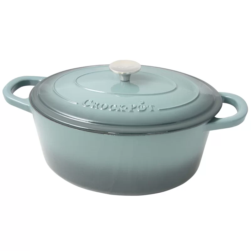 Crock-Pot 69146.02 Artisan Oval Enameled Cast Iron Dutch Oven. 7-Quart. Slate Gray