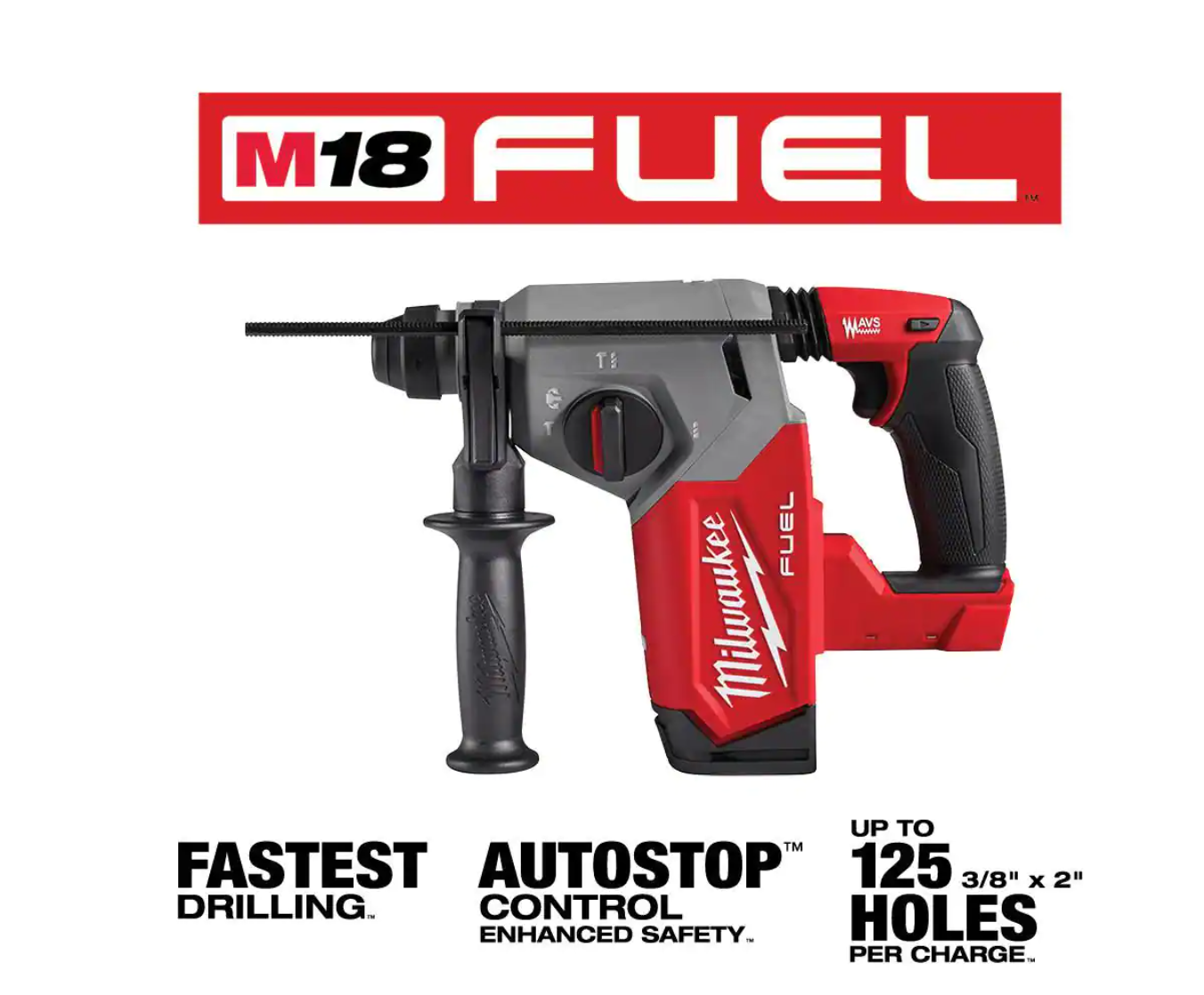 Milwaukee 2912-20 M18 FUEL 18V Lithium-Ion Brushless Cordless 1 in. SDS-Plus Rotary Hammer (Tool-Only)