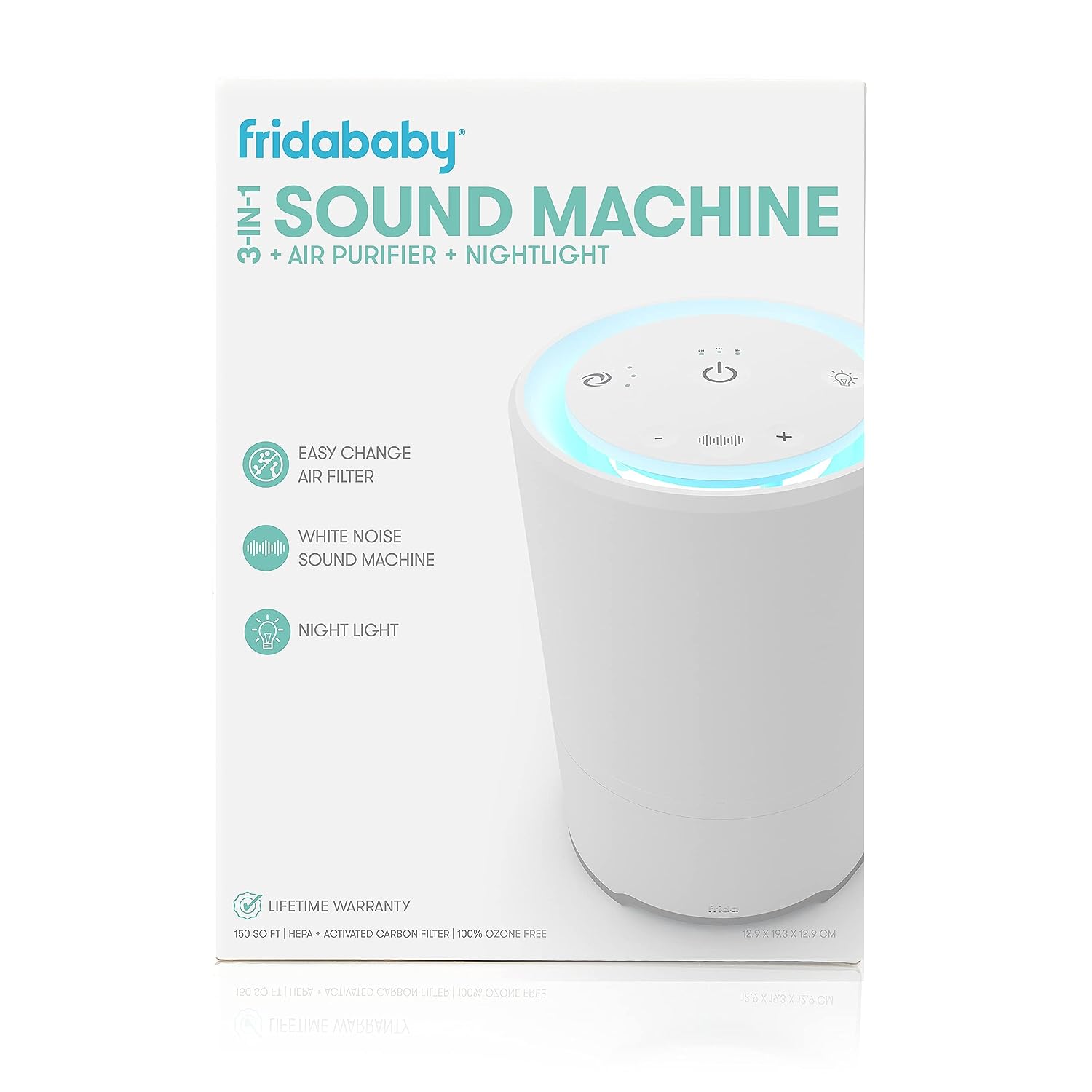 Frida Baby 3-in-1 Sound Machine. Air Purifier + Nightlight with 3 Fan Speeds and Easy-Change Filter