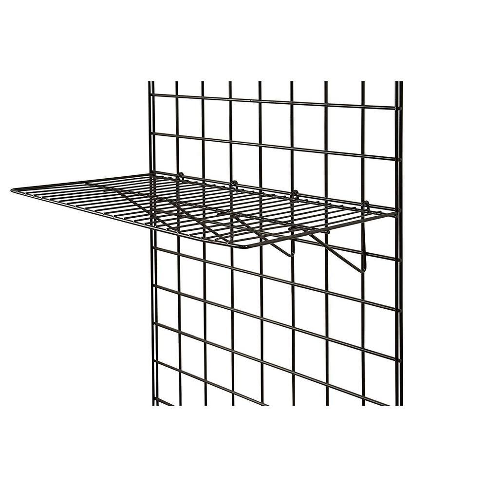Only Hangers BLK-2412 - 6PCS Grid Panel Display Shelf- Straight Shelf for Grid Panel. Black Finish. Wire (Box of 6)