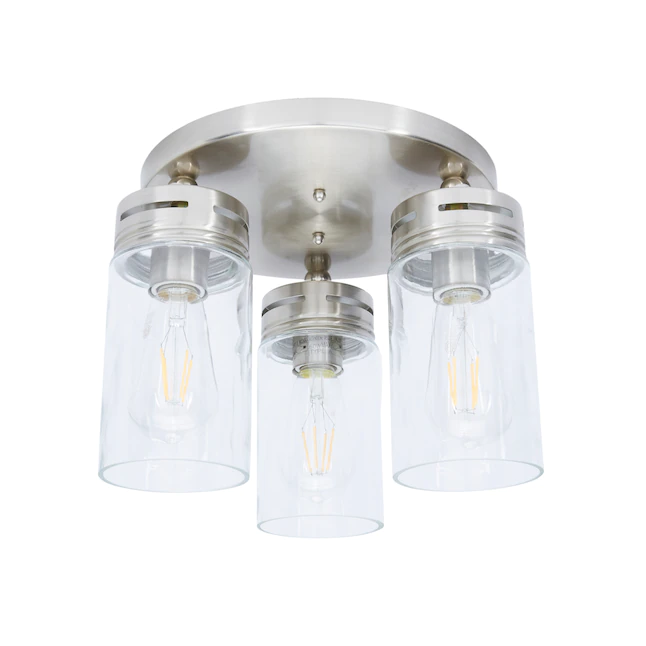 allen + roth  Vallymede 3-Light 12-in Brushed Nickel Incandescent Flush Mount Light