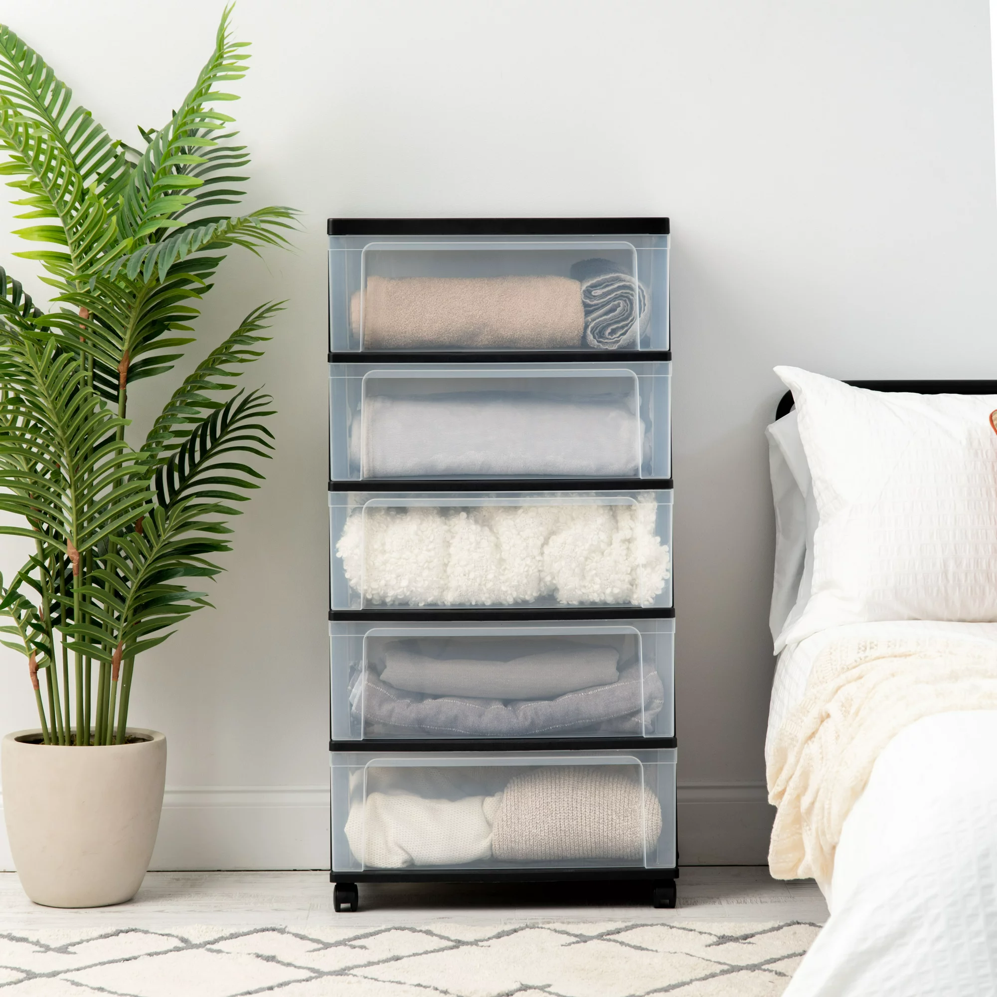 Iris 5 Drawer Rolling Storage Cart. 1 Pack. Black