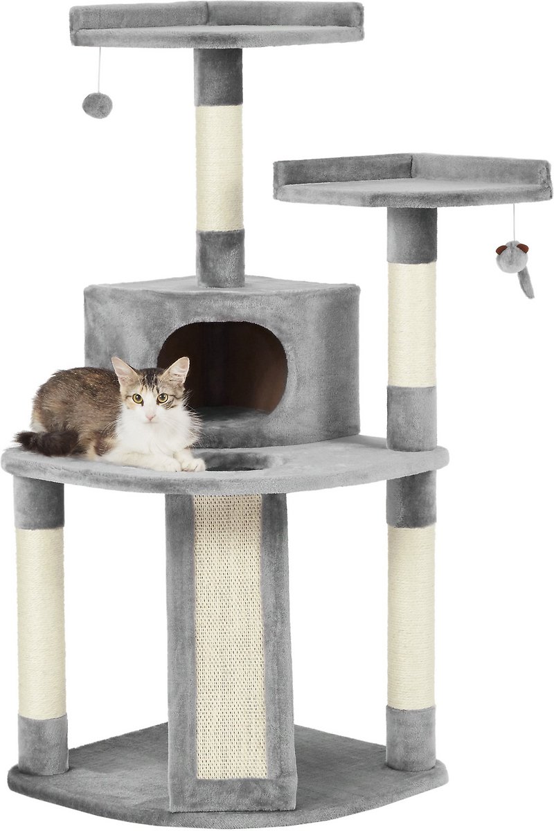Frisco 48-in Faux Fur Cat Tree & Condo. Gray