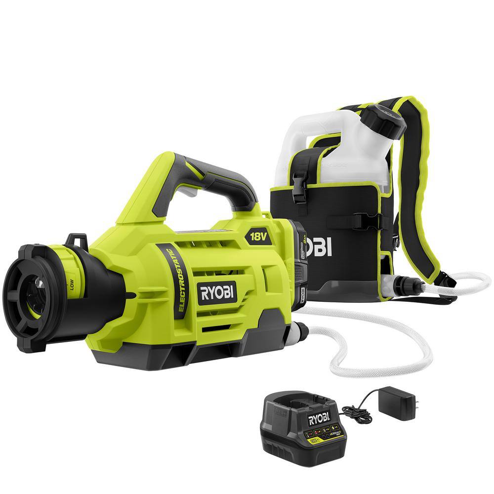 RYOBI P2870 ONE+ 18V Cordless Electrostatic 1 Gal. Sprayer Kit with (2) 2.0 Ah Batteries and (1) Charger