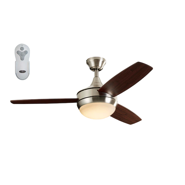Harbor Breeze  Beach Creek 44-in Brushed Nickel LED Indoor Downrod or Flush Mount Ceiling Fan with Light Remote (3-Blade)