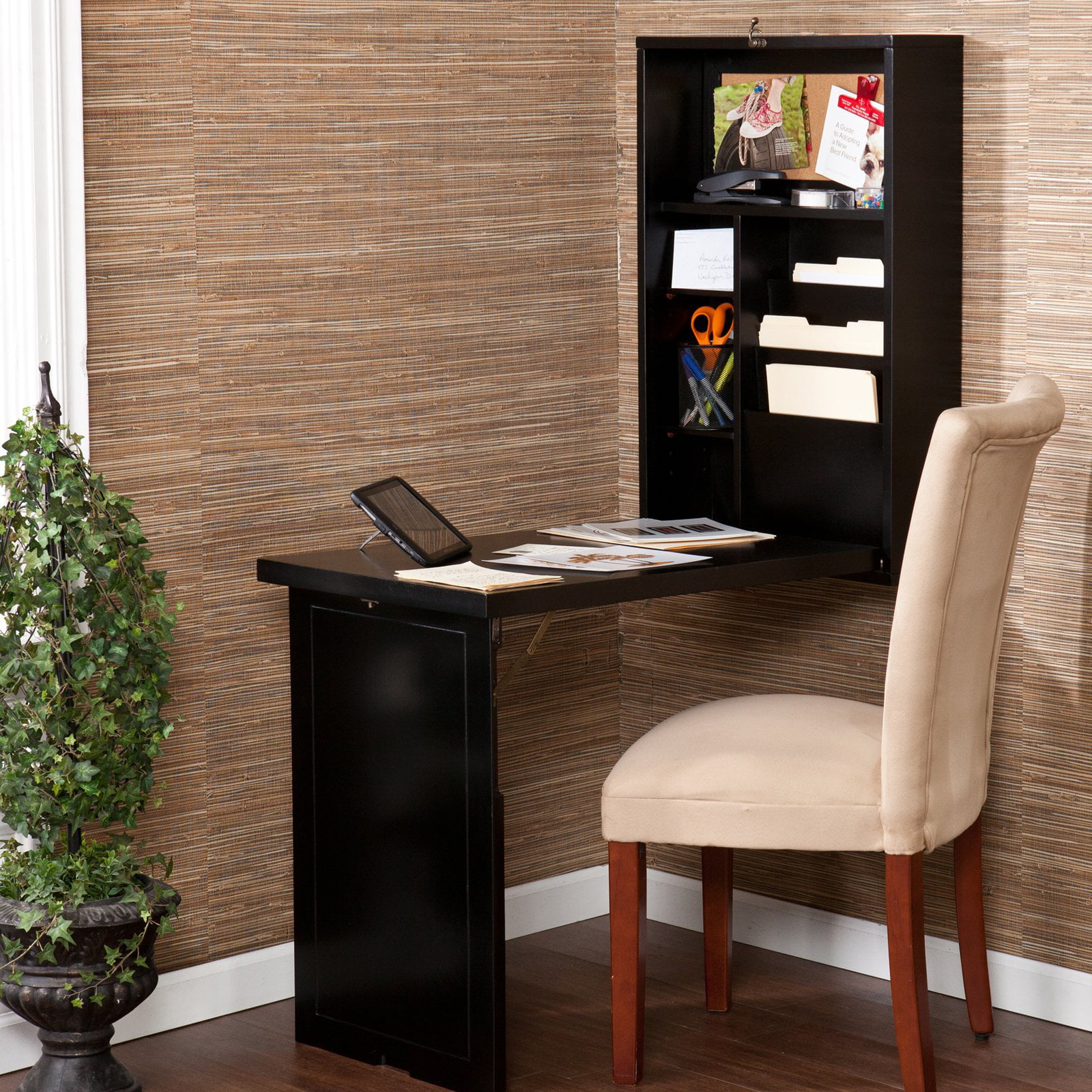 Southern Enterprises Wall Mounted Fold Out Convertible Desk - Black