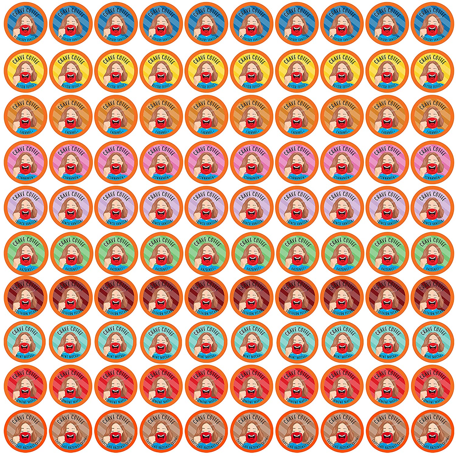 Crave Beverages Flavored Coffee Pods Sampler. 2.0 K-Cup Brewers. Assorted Variety Pack. 100 Count