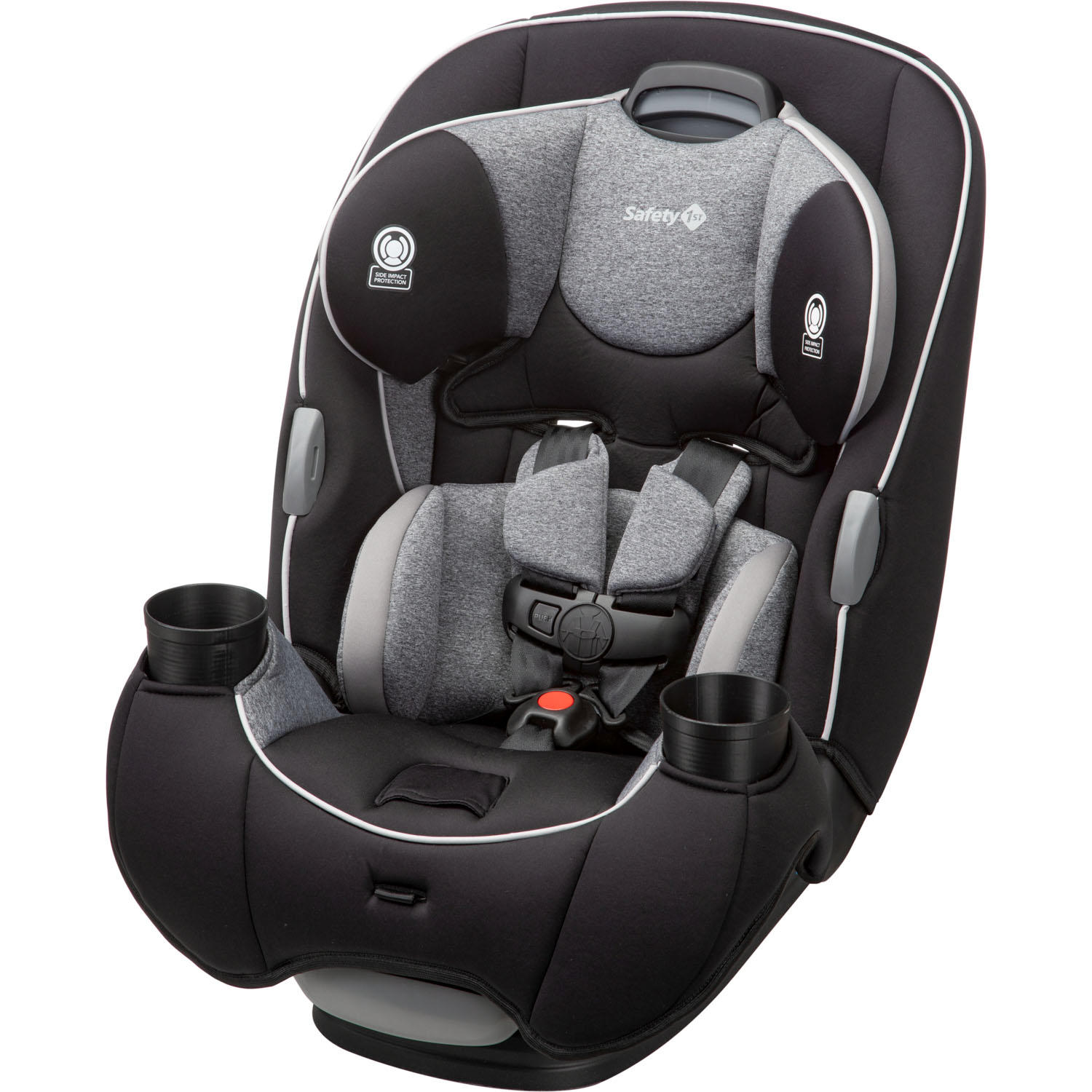 Safety 1st EverFit All-in-One Car Seat. Rear-facing 5-40 pounds. Forward-facing 22-65 pounds. and Belt-positioning booster 40-100 pounds. Eclipse Black