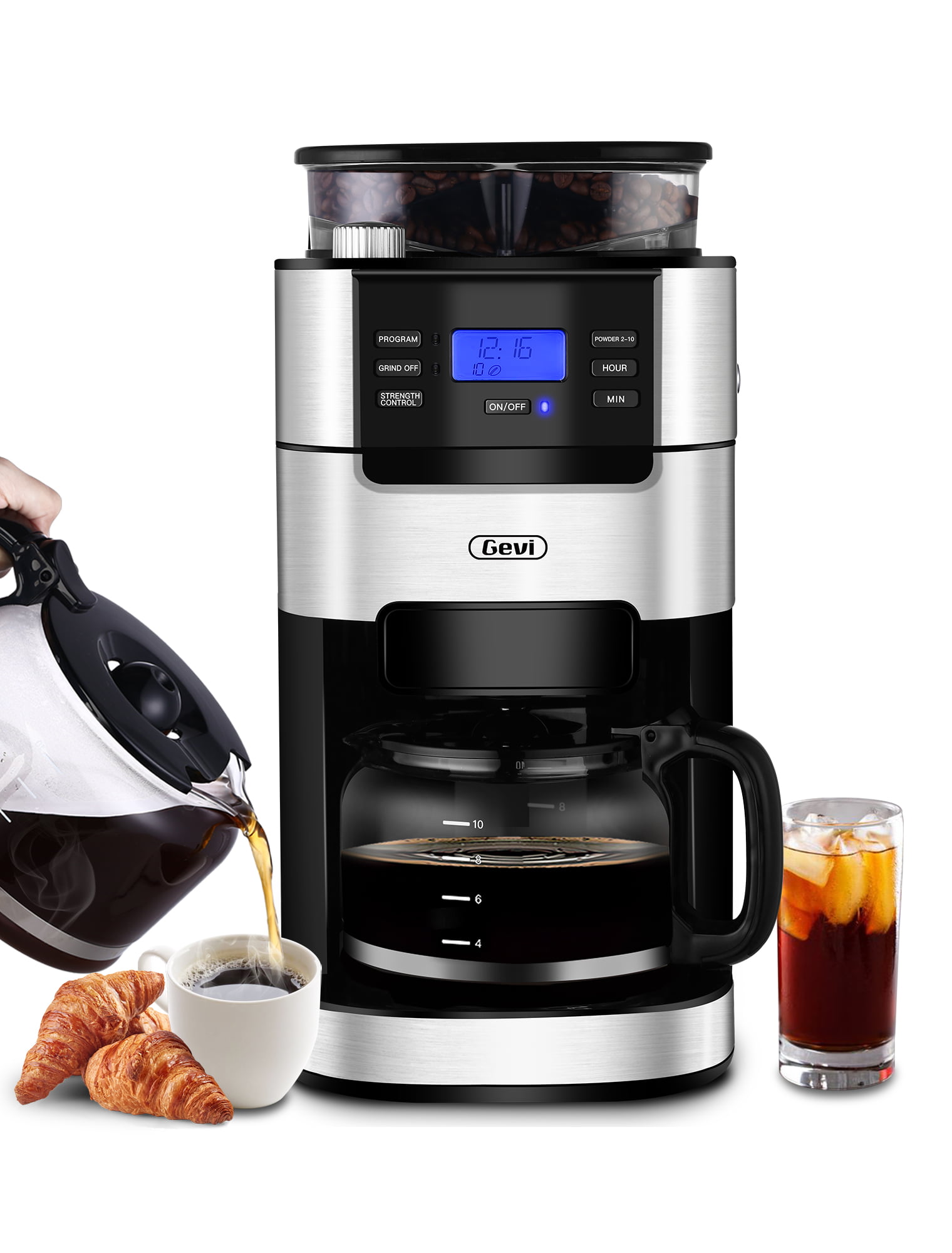 GEVI 10-Cup Programmable Grind and Brew Coffee Maker. 0.73 OZ