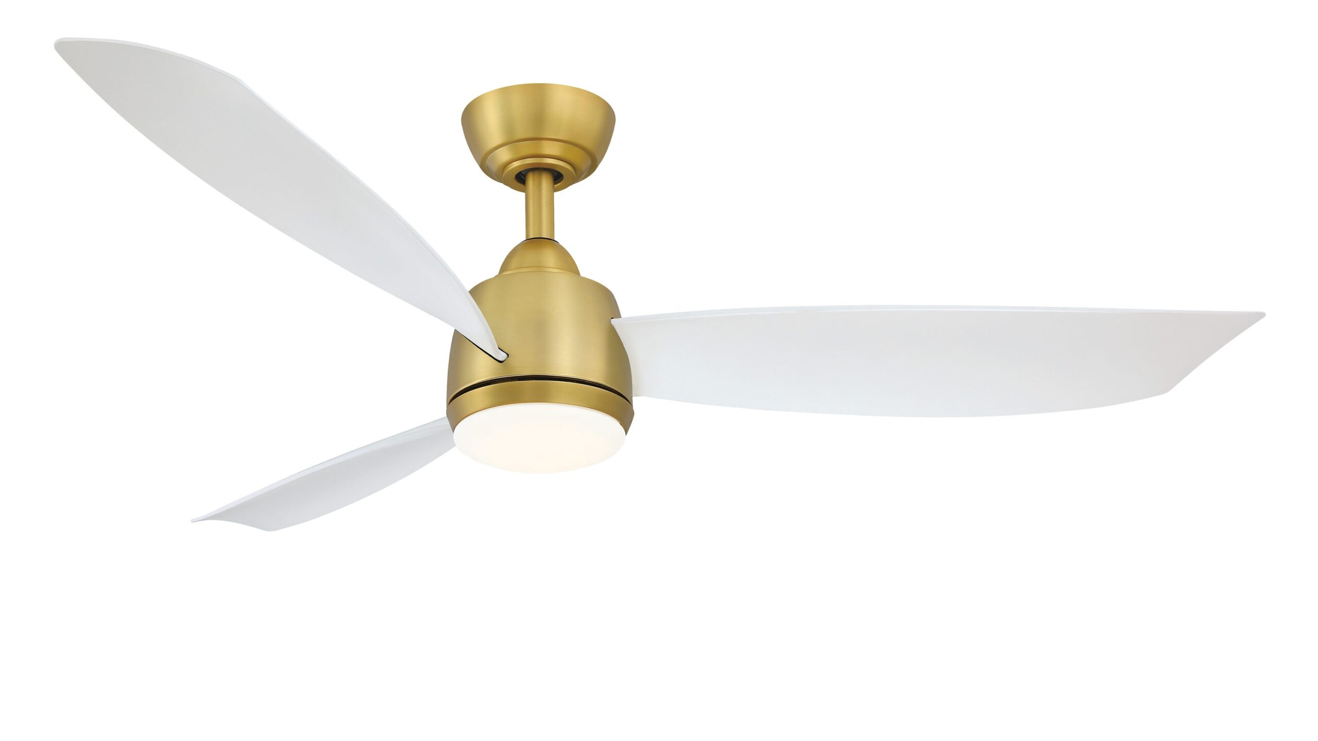 Fanimation Studio Collection AireFlex 52-in Brushed Satin Brass Color-changing LED Indoor/Outdoor Ceiling Fan with Light Remote (3-Blade)