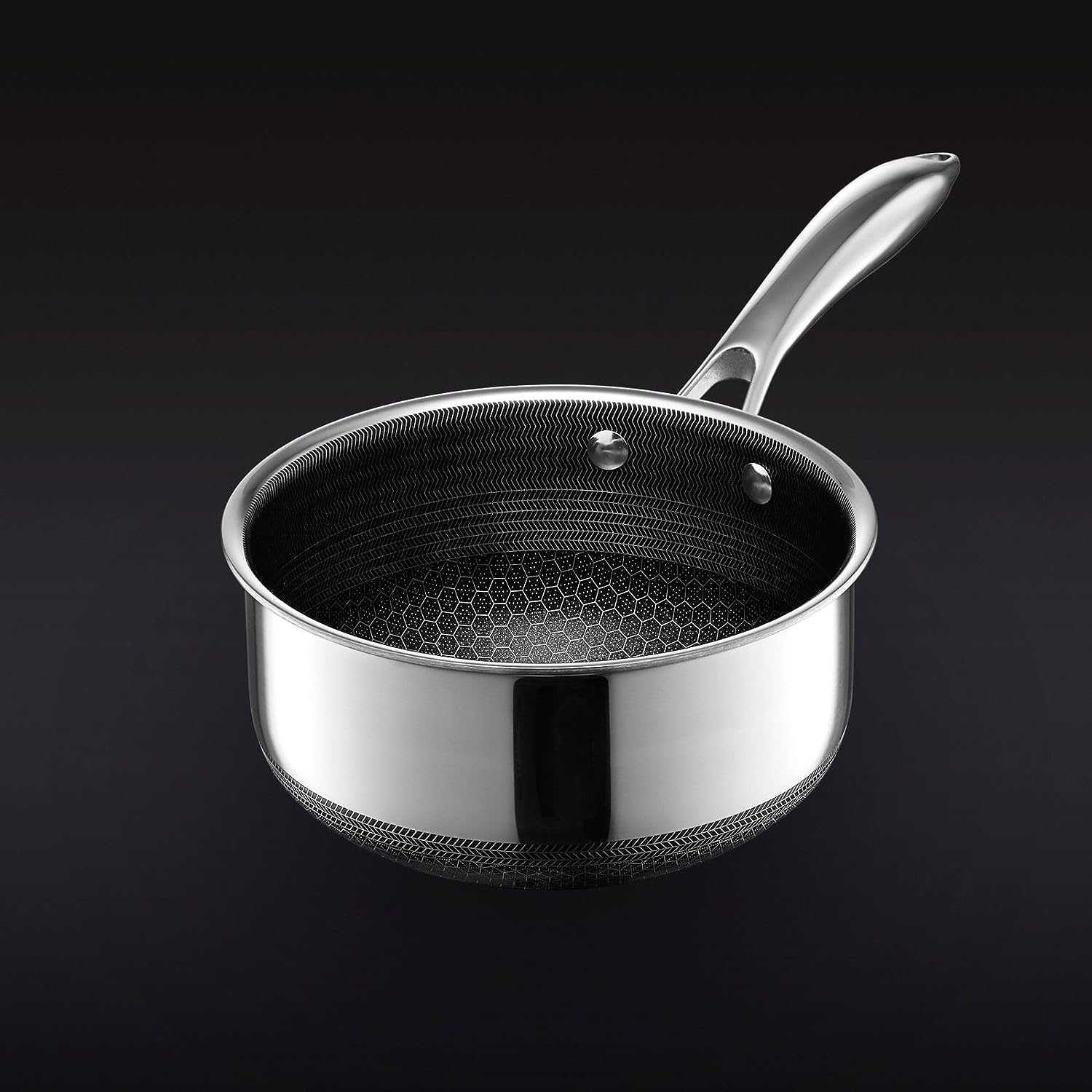 HexClad 2 Quart Hybrid Nonstick Saucepan and Lid. Dishwasher and Oven Friendly. Compatible with All Cooktops