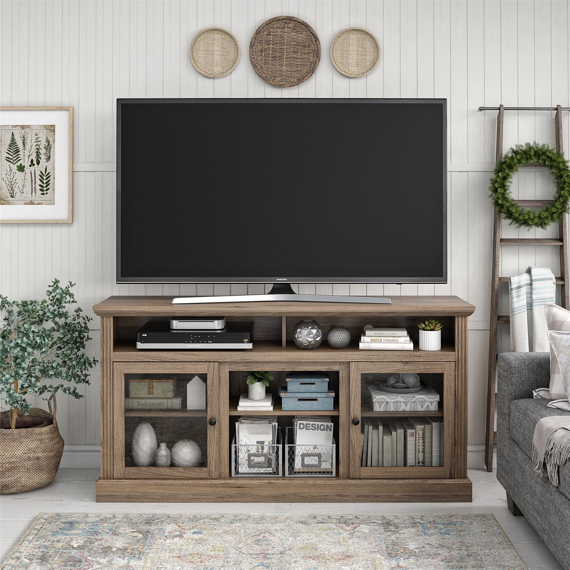 Ameriwood Home Chicago TV Stand for TVs up to 65″. Rustic Oak