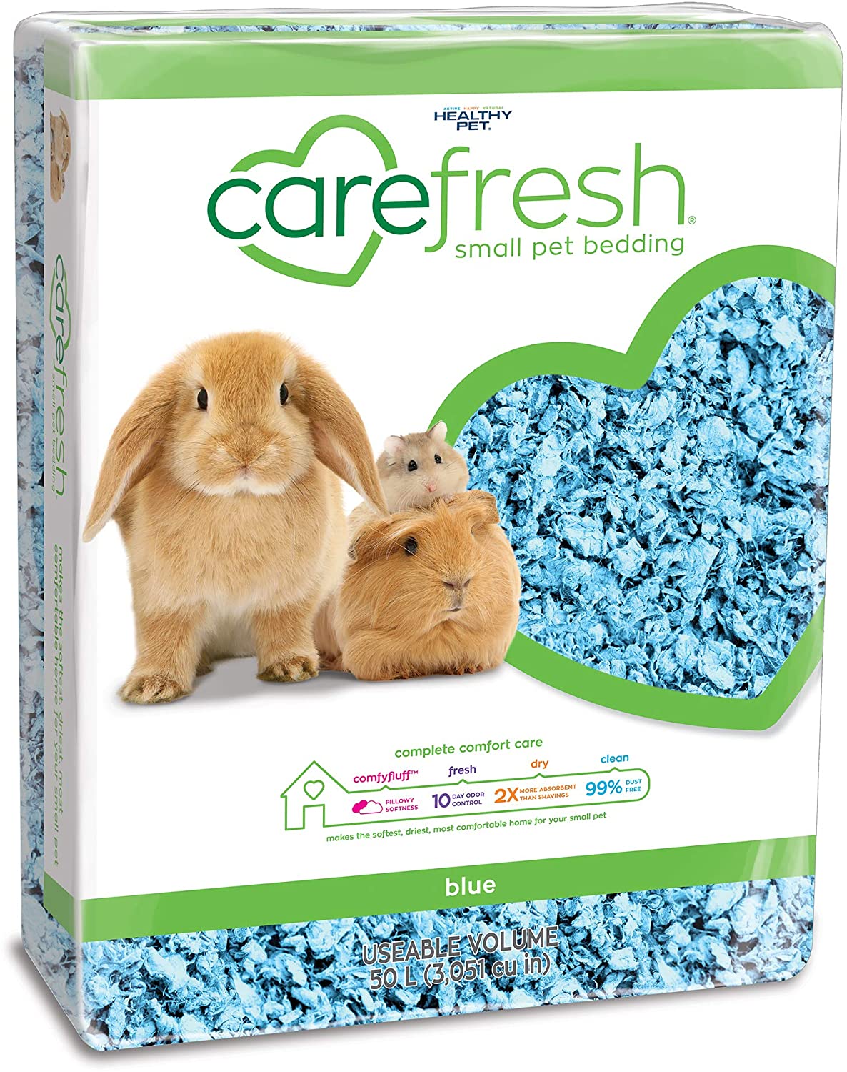 carefresh 99% Dust-Free Natural Paper Small Pet Bedding with Odor Control.50L.blue