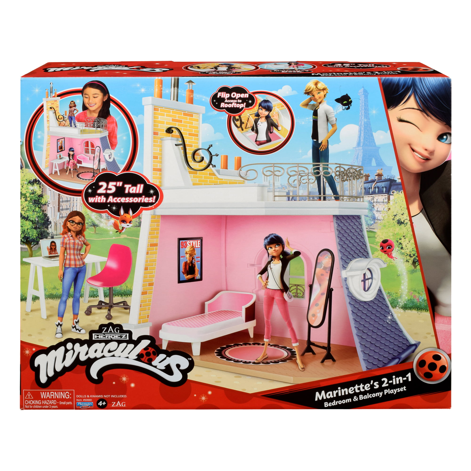 Miraculous Ladybug Marinette-s 2-in-1 Bedroom and Balcony Dollhouse