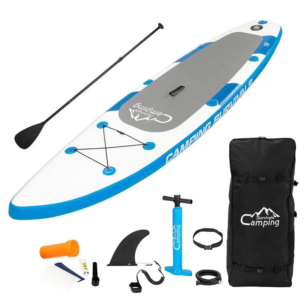 Campingsurvivals 11′ Inflatable Stand Up Paddle Board - Durable Lightweight with Stable Wide Stance. Blue/White