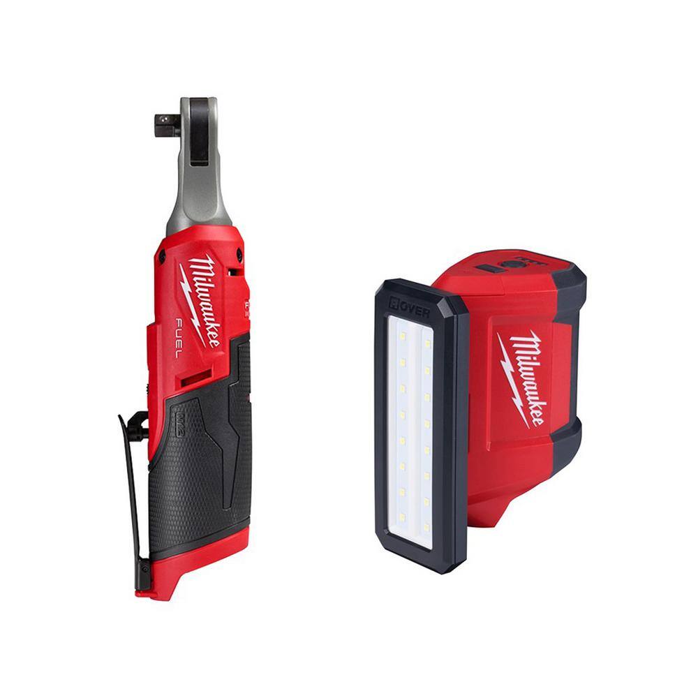 Milwaukee 2567-20-2367-20 M12 FUEL 12V Lithium-Ion Brushless Cordless High Speed 3/8 in. Ratchet with M12 Rover Flood Light
